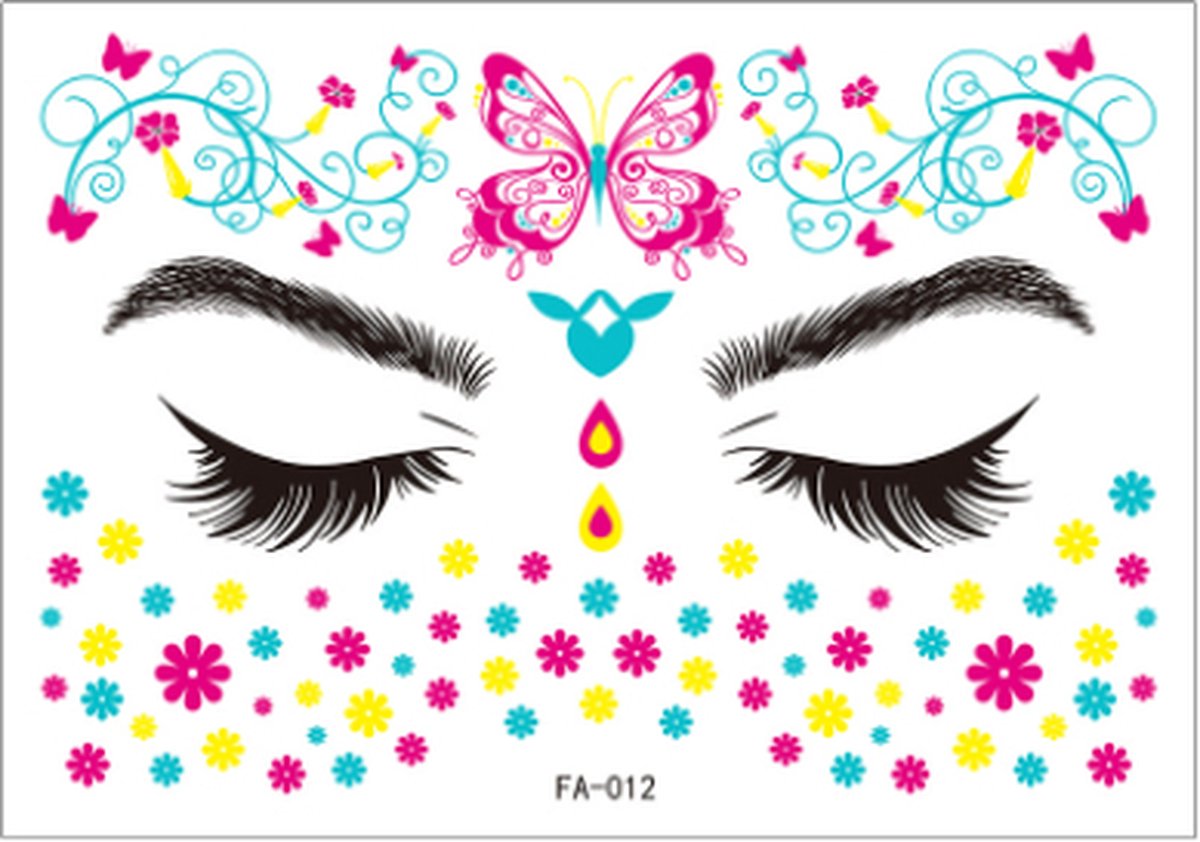 Festival Gezicht Stickers - Neon Butterfly | Glow In The Dark Tattoo | Fashion Favorite